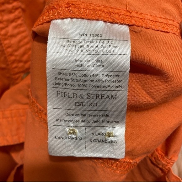 FIELD & Stream Men's Vented S/S Shirt Size XL Orange Fishing Outdoor Utility 🌟 - Picture 4 of 7